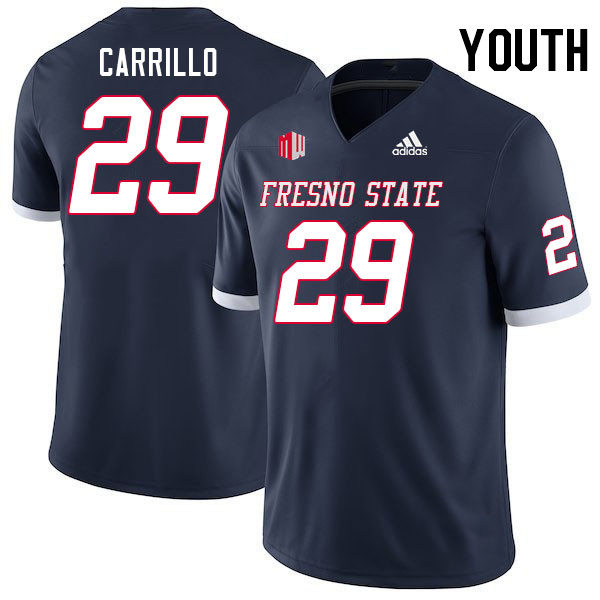 Youth #29 Jaden Carrillo Fresno State Bulldogs College Football Jerseys Stitched Sale-Navy - Click Image to Close